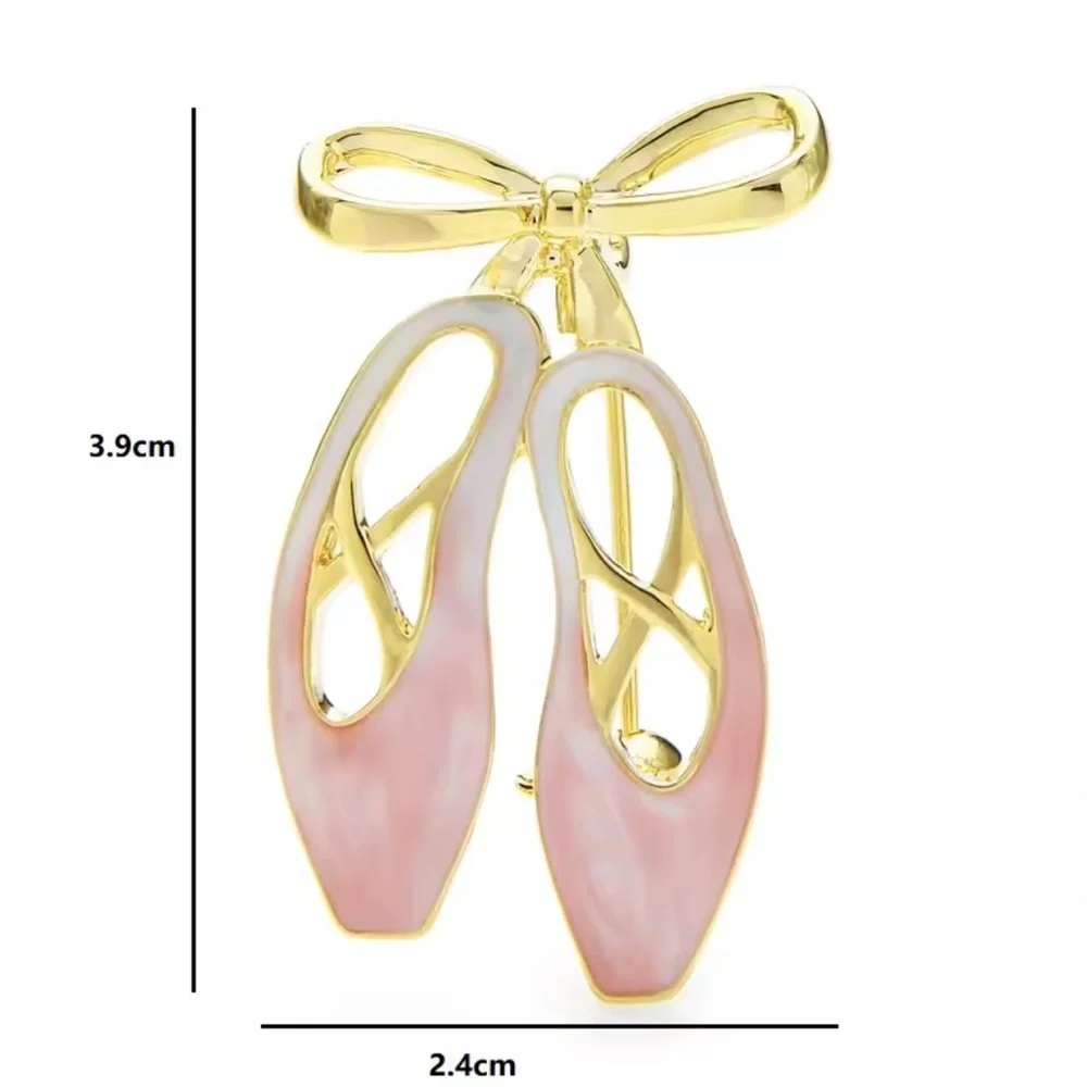 Charming Blue Ballet Slippers Gold Brooch